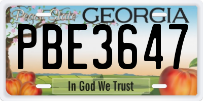 GA license plate PBE3647