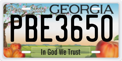 GA license plate PBE3650