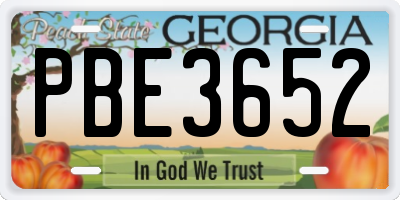 GA license plate PBE3652