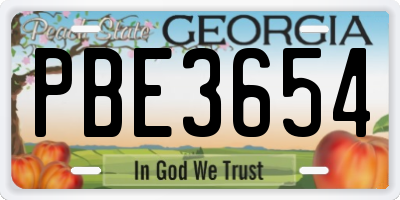 GA license plate PBE3654