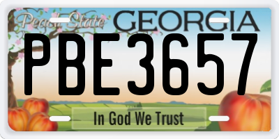 GA license plate PBE3657