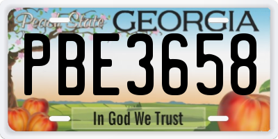 GA license plate PBE3658