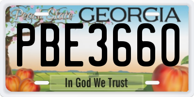 GA license plate PBE3660