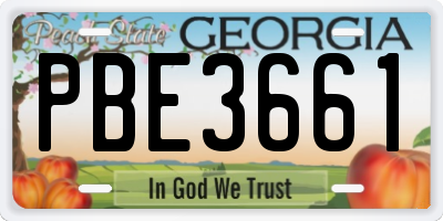 GA license plate PBE3661