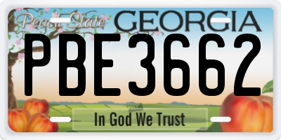 GA license plate PBE3662