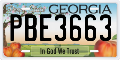 GA license plate PBE3663