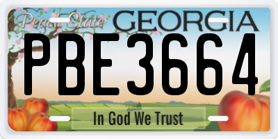 GA license plate PBE3664