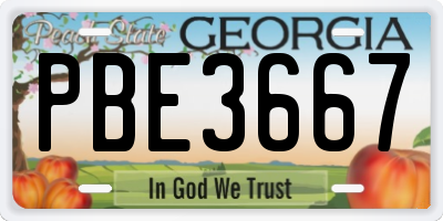 GA license plate PBE3667