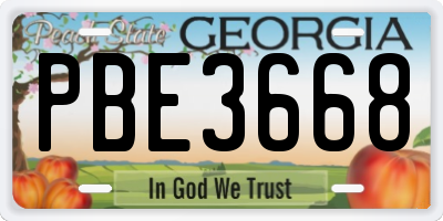 GA license plate PBE3668