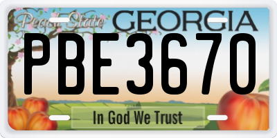 GA license plate PBE3670