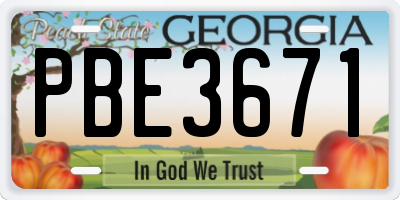 GA license plate PBE3671