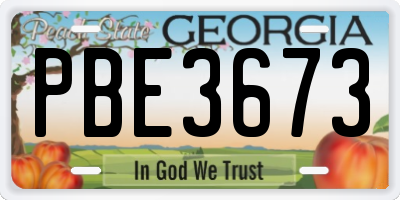 GA license plate PBE3673
