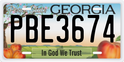 GA license plate PBE3674
