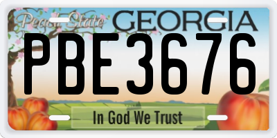 GA license plate PBE3676