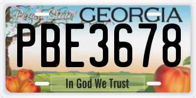 GA license plate PBE3678