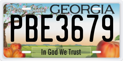 GA license plate PBE3679