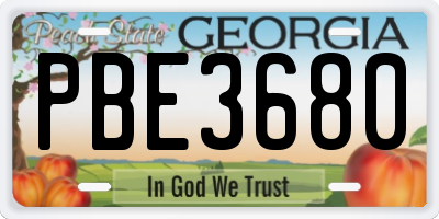 GA license plate PBE3680