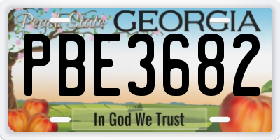 GA license plate PBE3682