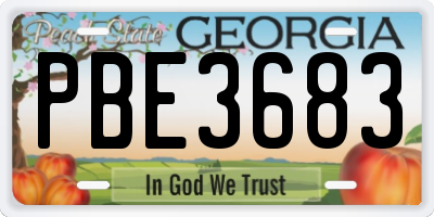 GA license plate PBE3683