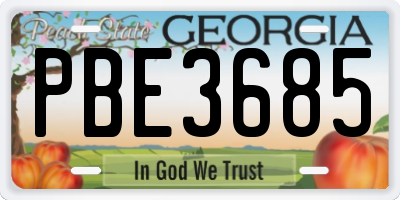 GA license plate PBE3685