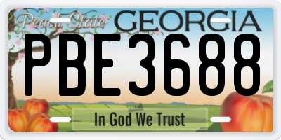 GA license plate PBE3688