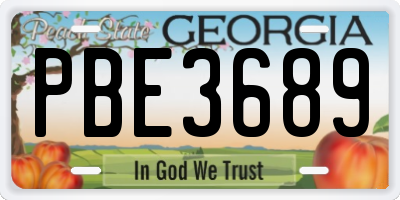 GA license plate PBE3689