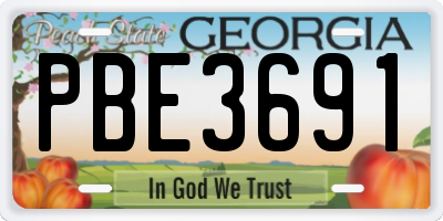 GA license plate PBE3691
