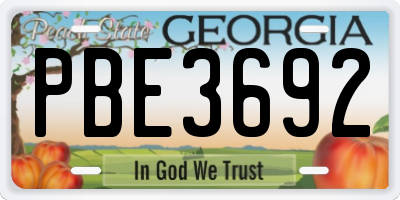 GA license plate PBE3692
