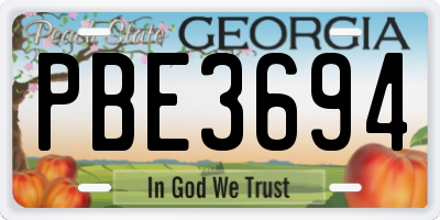 GA license plate PBE3694