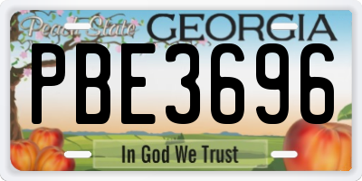 GA license plate PBE3696