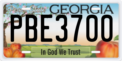 GA license plate PBE3700
