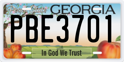 GA license plate PBE3701