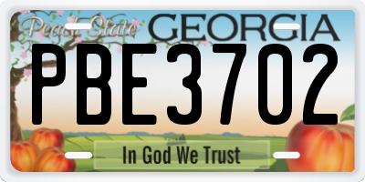 GA license plate PBE3702