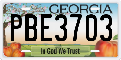 GA license plate PBE3703