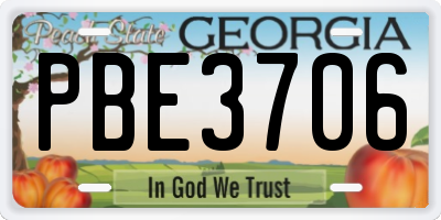GA license plate PBE3706