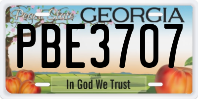GA license plate PBE3707