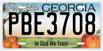 GA license plate PBE3708