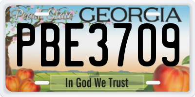 GA license plate PBE3709