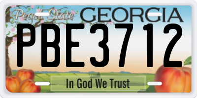 GA license plate PBE3712