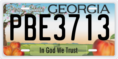 GA license plate PBE3713