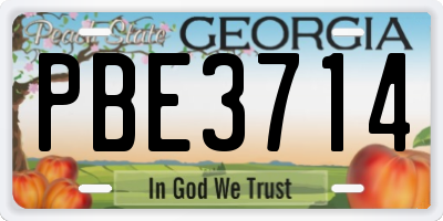 GA license plate PBE3714