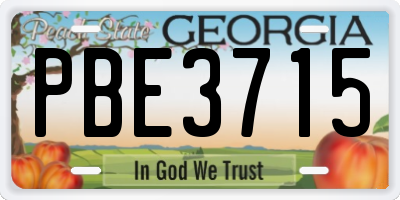 GA license plate PBE3715