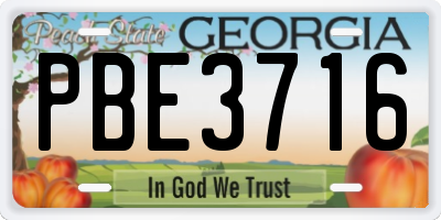 GA license plate PBE3716