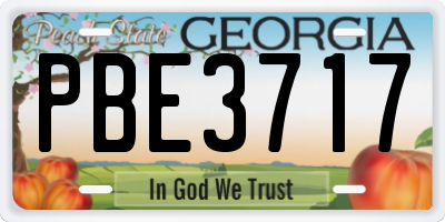 GA license plate PBE3717