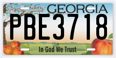 GA license plate PBE3718