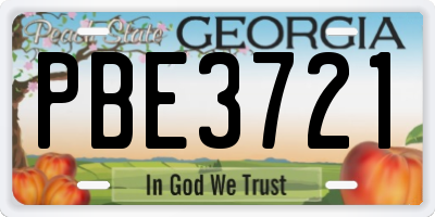 GA license plate PBE3721
