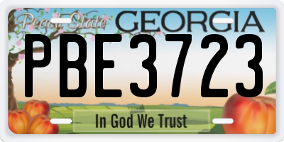 GA license plate PBE3723