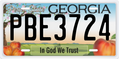 GA license plate PBE3724
