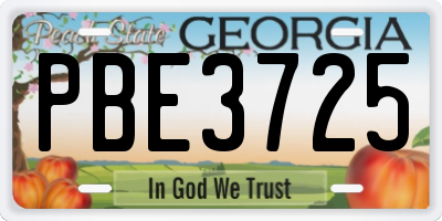 GA license plate PBE3725