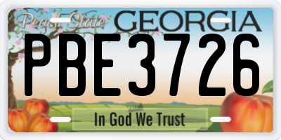 GA license plate PBE3726